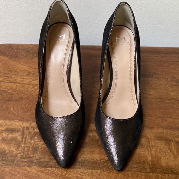 Marc Fisher Jaxon Pumps Pewter Dark Gray Leather Shoes Heels Women's 6.5 - Picture 2 of 9